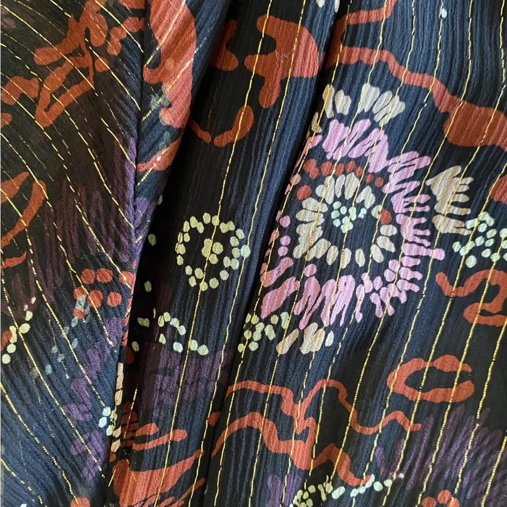 A.L.C. Silk Printed Esme Dress Long Sleeves Brown Multi 2 6 NWT - Picture 6 of 9